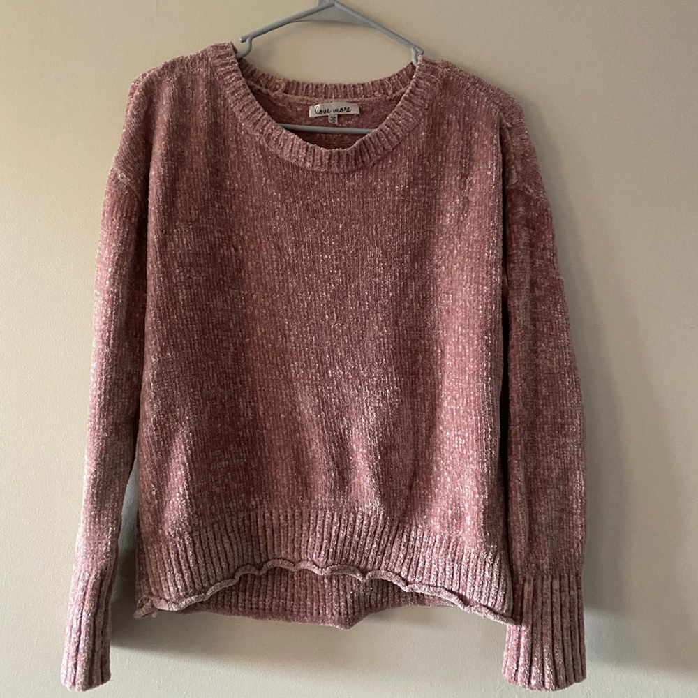 Love More fuzzy sweater
